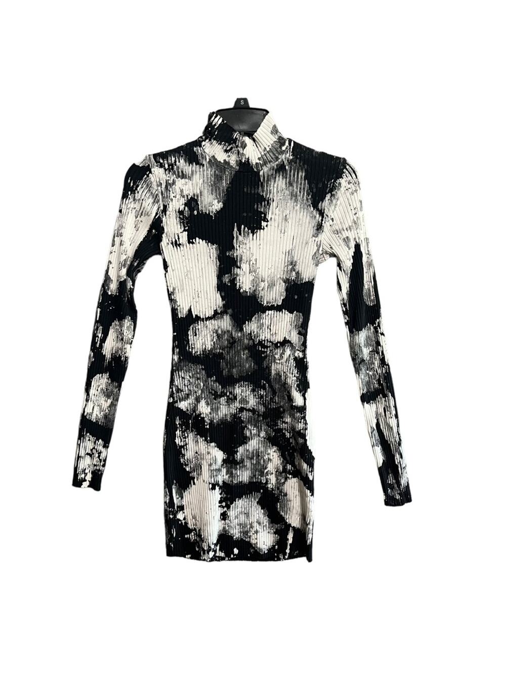 Cotton Citizen The Ibiza Small Mini Tie Dye Long Sleeve Dress Graphite Splatter
